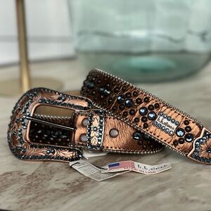 B.B. Simon Copper and Blue Studded Belt
